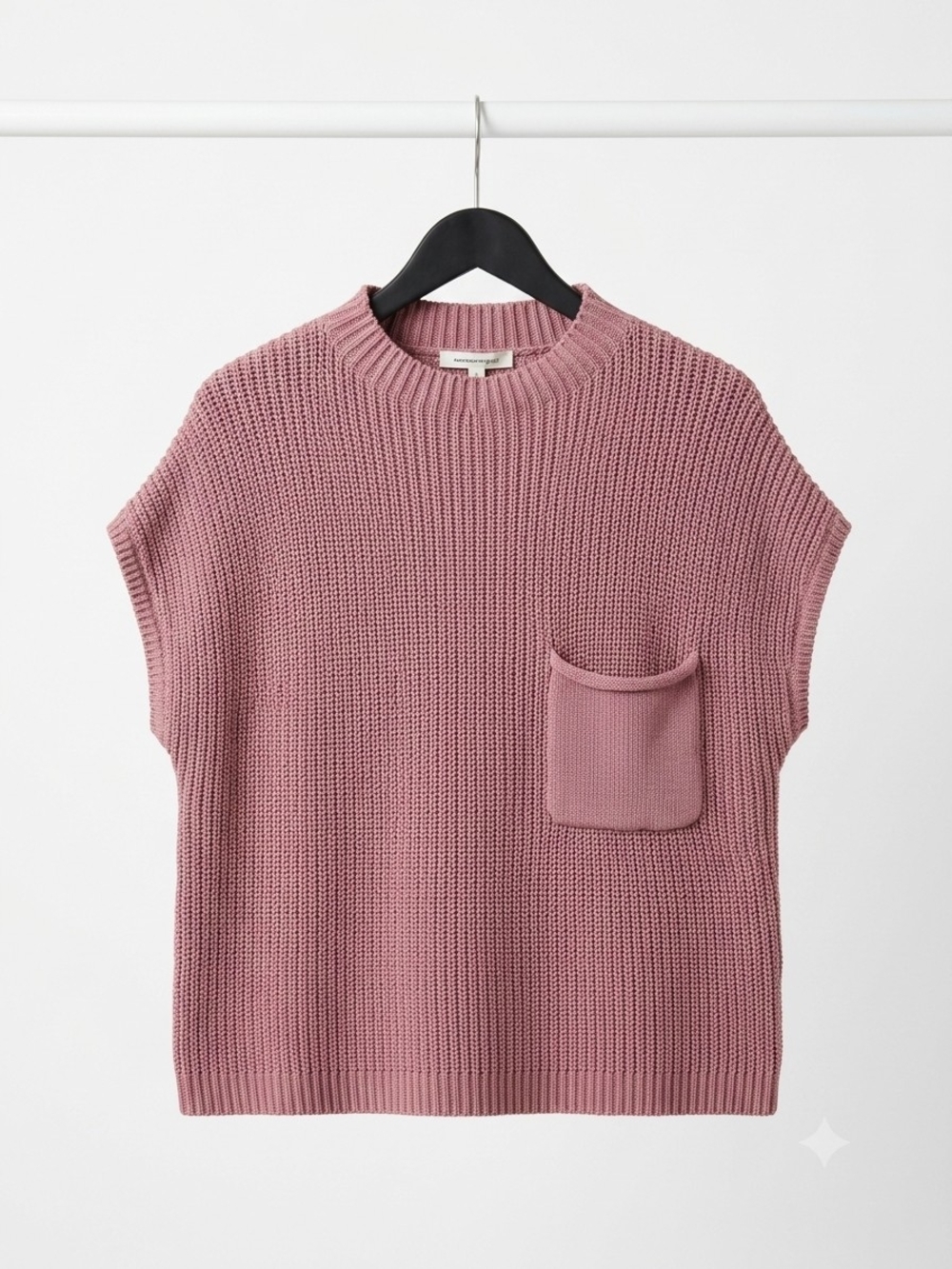 NWT| Zenana| Shaker Knit Crewneck Pocket SweaterMauve Pink - Picture 1 of 3